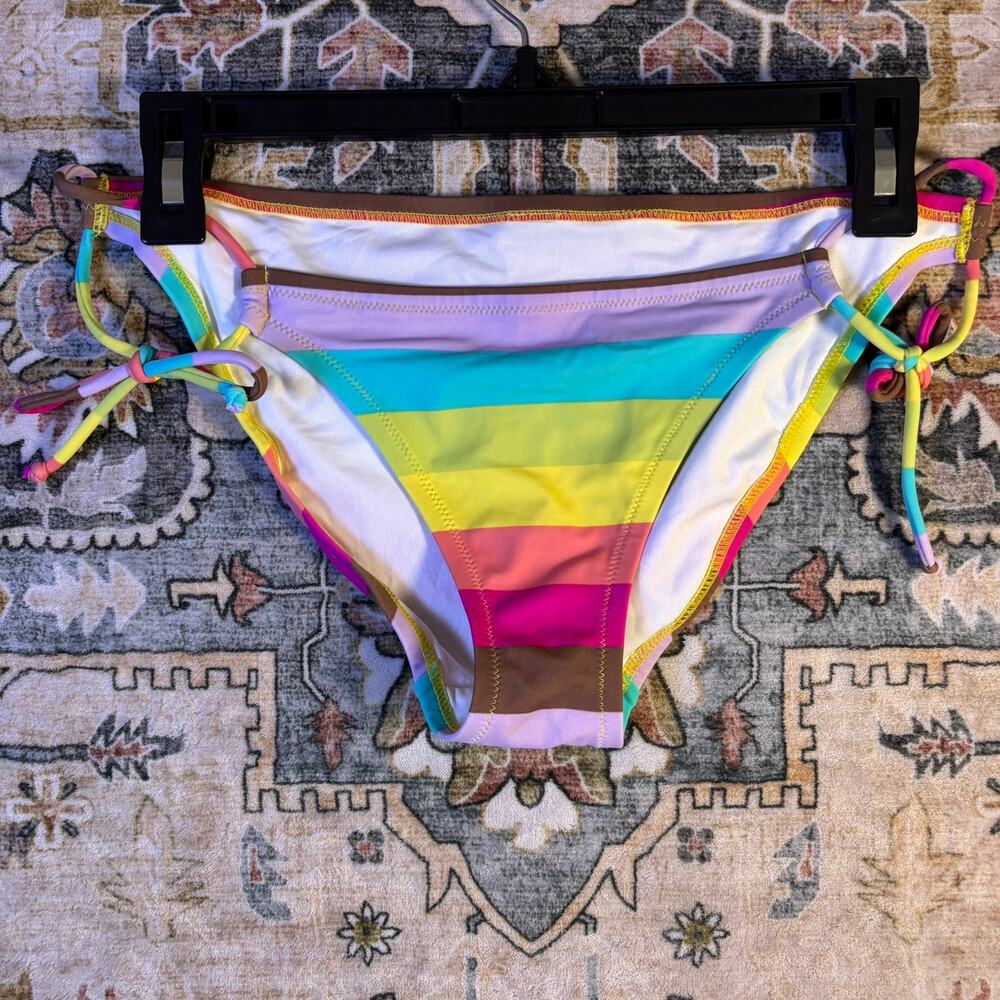 Y2K Victoria’s Secret rainbow low rise side tie bikini bottoms swimsuit beach S